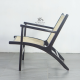 Armchair Kursi Santai Kayu Jati Anyaman Rotan Black Finish