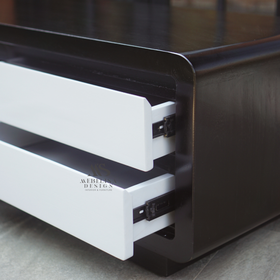 Bufet Meja Tv Minimalis Modern Kayu Jati Finishing Kombinasi Duko