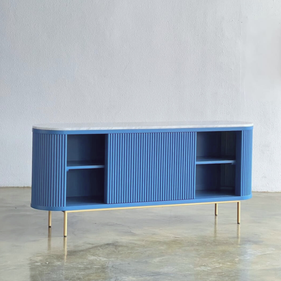 Bufet Hias Top Marmer Meja TV Minimalis Modern Kaki Besi Stainless