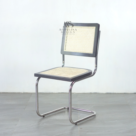 Cesca Kursi Makan Stainless Kombinasi Rotan Kayu Jati