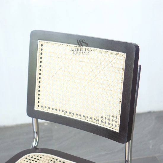 Cesca Kursi Makan Stainless Kombinasi Rotan Kayu Jati