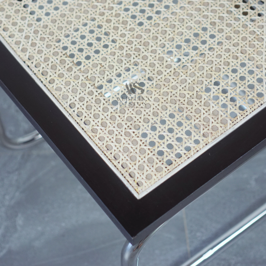 Cesca Kursi Makan Stainless Kombinasi Rotan Kayu Jati