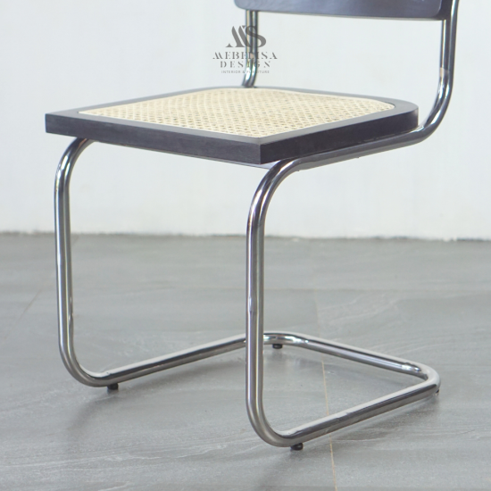 Cesca Kursi Makan Stainless Kombinasi Rotan Kayu Jati