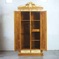 Lemari Pakaian Ukiran Cinta 2 pintu Kayu Jati