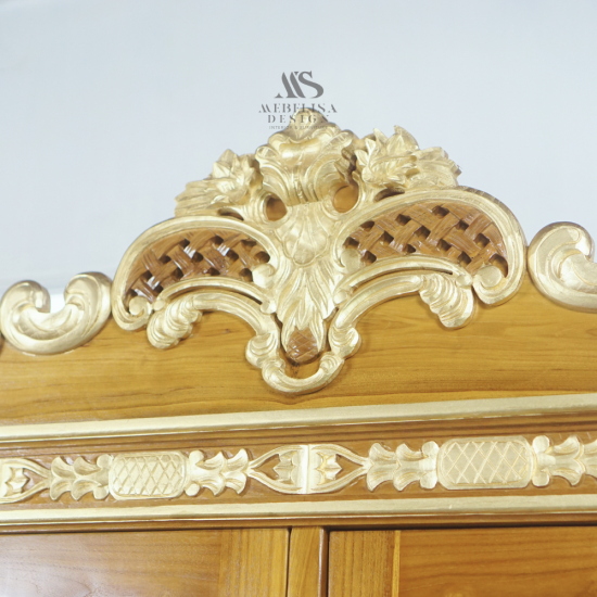 Lemari Pakaian Ukiran Cinta 2 pintu Kayu Jati