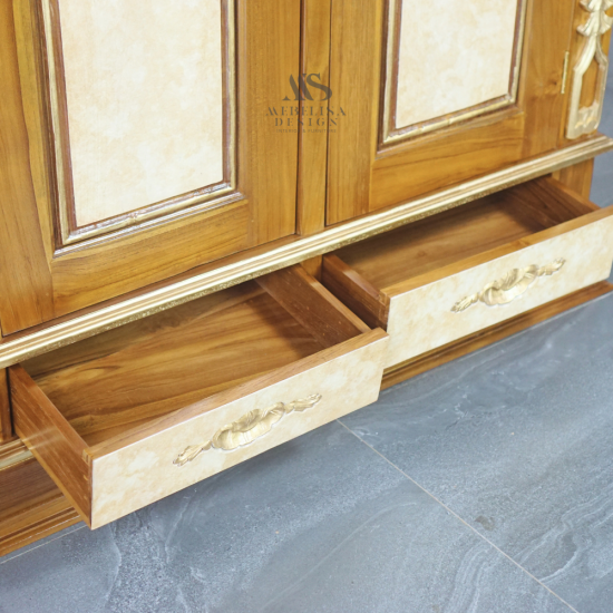 Lemari Pakaian Ukiran Cinta 2 pintu Kayu Jati