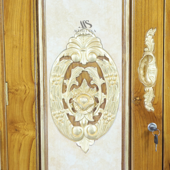 Lemari Pakaian Ukiran Cinta 2 pintu Kayu Jati