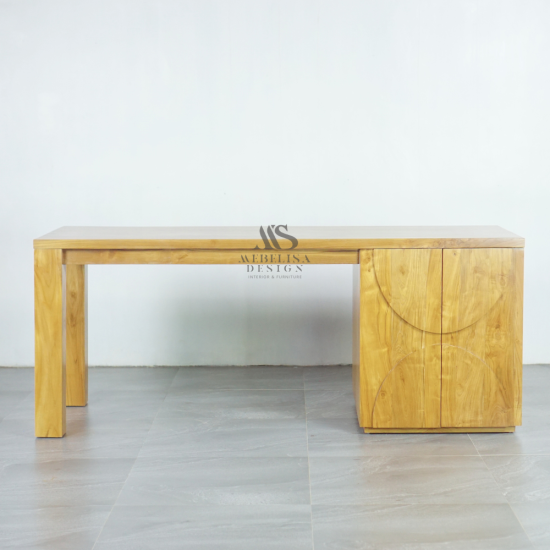Meja Kerja Kantor Minimalis Modern Kayu Jati Solid