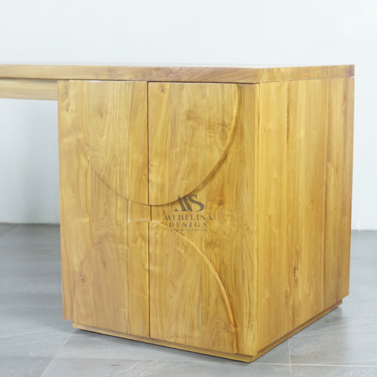 Meja Kerja Kantor Minimalis Modern Kayu Jati Solid