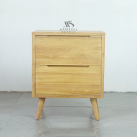 Meja Nakas Bedside Retro Natural Waterbased 2 Laci