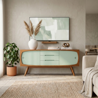 Bufet TV Retro Modern Minimalis Kayu Jati Warna Kombinasi