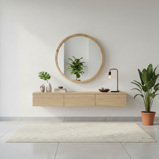 Cermin Dinding Bulat Kayu Jati Bleaching 60 cm Cermin Dinding Bulat Kayu Jati Bleaching 60 cm