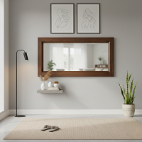 Cermin Dinding Pigura Kaca Minimalis Kayu Jati