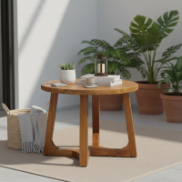 Coffee Table Meja Teras Bulat Scandinavian Jati