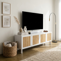 Cubi TV Console Bufet TV Ruang Tamu Minimalis Vintage 4 Pintu