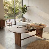 Curve Dining Table Meja Makan Oval Kayu Jati Mid-Century