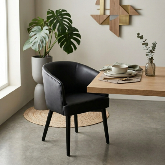 Dining Chai Kursi Makan Resto Cafe Jok Black Finish