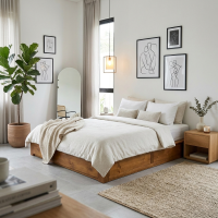 Dipan Tempat Tidur Lesehan Kayu Jati Solid 2 Laci