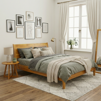 Dipan Tempat Tidur Minimalis Kontemporer Kayu Jati