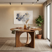 Diwa Dining Table Meja Makan Cafe Bundar Jati Solid