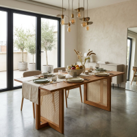 Ehan Dining Table Meja Makan Kayu Jati Solid Minimalis Kontemporer