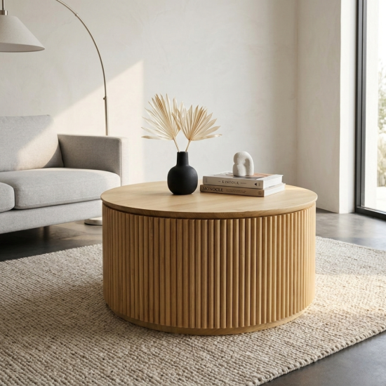Elia Coffee Table Meja Kopi Model Salur Kayu Solid Elia Coffee Table Meja Kopi Model Salur Kayu Solid