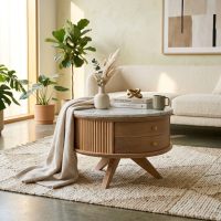 Elisa Coffee Table Meja Sofa Ruang Tamu Marmer Bulat