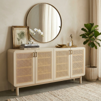 Figma Shoe Cabinet Bufet Rak Sepatu Panjang Minimalis 4 Pintu Anyaman