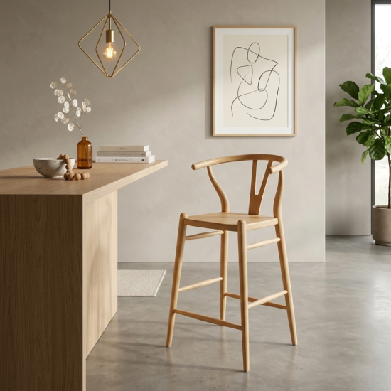 Hanz Solid Base Bar Stool Kursi Bar Jati Mid-Century