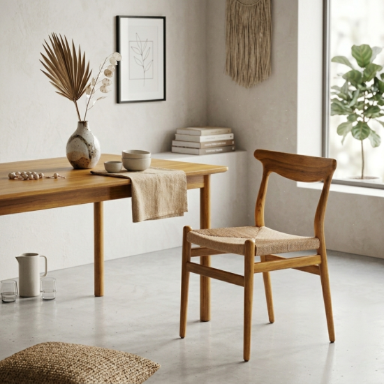 Hanzel Dining Chair Kursi Makan Retro Anyaman Lum Hanzel Dining Chair Kursi Makan Retro Anyaman Lum