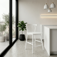 Haru Bar Stool Kursi Bar Retro Duko Putih Mid Century Modern