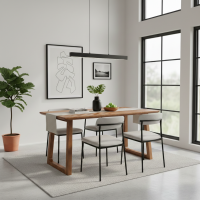 Herringbone Recycled Teak Wood Dining Table