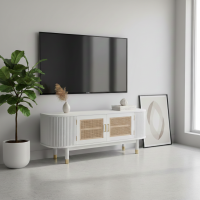 Inayah TV Console Bufet TV Retro Modern Kayu Solid Duko Putih