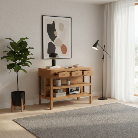 Island Console Table Meja Konsul Minimalis 3 Laci Island Console Table Meja Konsul Minimalis 3 Laci
