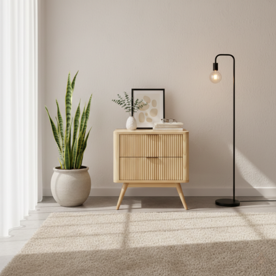 Kella Bedside Meja Nakas Retro 2 laci