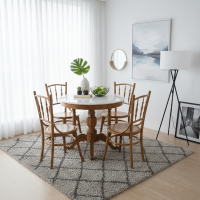 Kopitiam Dining Table Meja Makan Marmer Set 4 Sursi Vintage