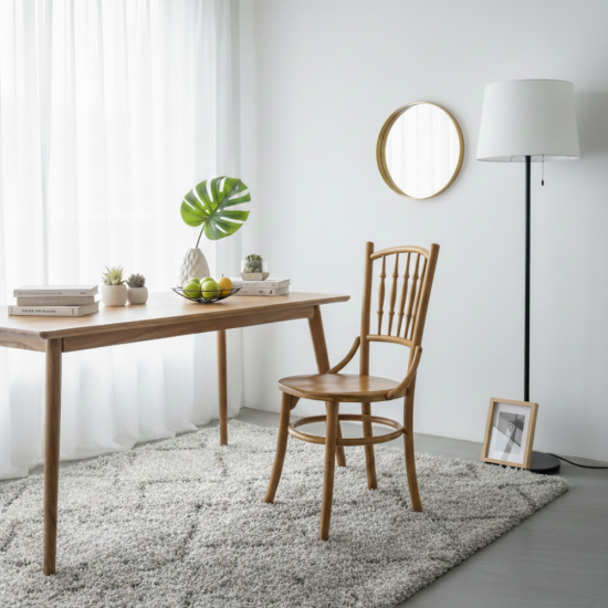 Kopitiam Kursi Makan Klasik Kayu Jati Natural Finish