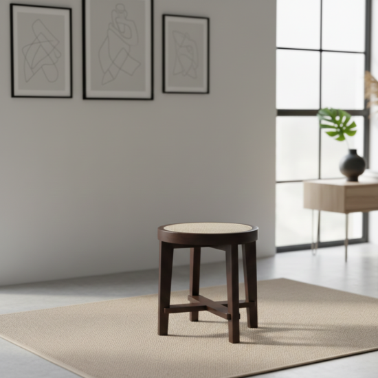 Kursi Bangku Stool Bundar Kayu Jati Kombinasi Anyaman Kursi Bangku Stool Bundar Kayu Jati Kombinasi Anyaman