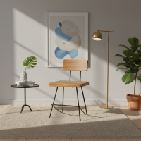Kursi Cafe Rangka Besi Kayu Jati Industrial Modern