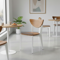 Kursi Makan Cafe Model Scandinavian Kayu Jati Duko Putih Kombinasi