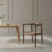 Kursi Makan Retro Dudukan Anyaman Rotan