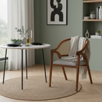 Kursi Makan Rotan Kayu Jati Kombinasi Jok