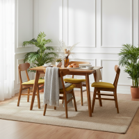 Kursi Makan Set Meja Minimalis Jati 4K Ropan