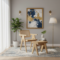 Kursi Santai Anyaman Rotan Set Stool Kayu Jati