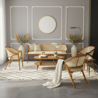 Kursi Tamu Set Meja Retro Scandinavian