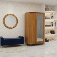 Lemari Baju Kayu Jati Retro Minimalis 2 Pintu