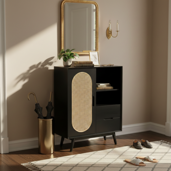 Lemari Cabinet Sepatu Sandal Retro 1 Pintu Anyaman