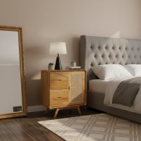 Lemari Laci Nakas Retro Pintu Rotan Vintage