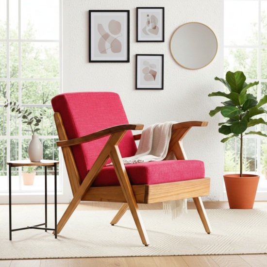 Liya Armchair Sofa Santai Single Scandinavian Kayu Jati