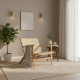 Lounge Chair Kursi Santai Anyaman Rotan Minimalis Kayu Jati